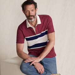 Men's Short Sleeve Lightweight Slub Rugby Polo