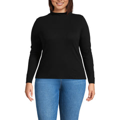 Women's Plus Size Drapey Rib Skimming Long Sleeve Mock Neck