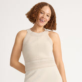 Women's Gassed Cotton Pointelle Halter Top Sweater Set Top