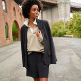 Women's High Rise Pleated Crepe 7" Shorts