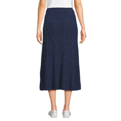 Women's Cozy Lofty Cable Fluted Midi Sweater Skirt