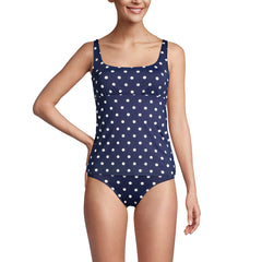 Women's DDD-Cup Chlorine Resistant Tummy Control Square Neck Underwire Tankini Swimsuit Top