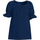 Girls Short Sleeve Eyelet Ruffle Sleeve Top