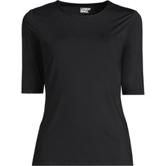 Women's Petite Elbow Sleeve Crewneck Garden Tee- Sunshade UPF 50 Quick Dry