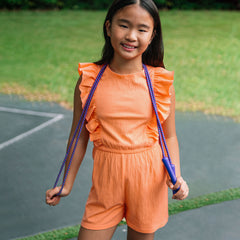 Girls Sleeveless Ruffle Knit Romper