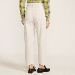 Women's Corduroy High Rise Barrel Leg Ankle Pants