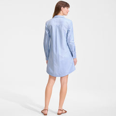 Women's Oxford Long Sleeve Button Front Shirt Dress