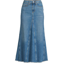Women's Soft Denim Godet Midi Skirt