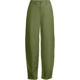 Women's Linen High Rise Pleated Barrel Leg Ankle Pants