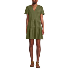 Women's Petite Cotton Jersey Tiered Mini Dress
