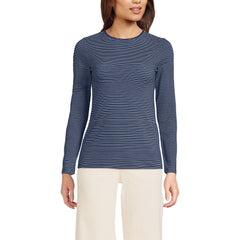 Women's Petite Lightweight Jersey Skimming Long Sleeve Crew Neck T-shirt