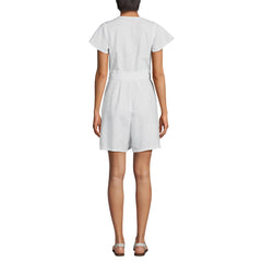 Women's Flutter Sleeve Linen Romper