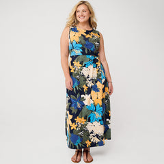 Women's Cotton Modal Sleeveless Tie Waist Maxi Dress