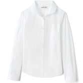 Girls Long Sleeve Peter Pan Collar Broadcloth Shirt