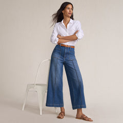 Women's Recover Denim High Rise Patch Pocket Extra Wide Leg Crop Jeans