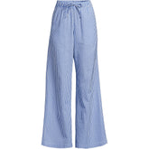 Women's Plus Size Seersucker High Rise Drawstring Wide Leg Pants