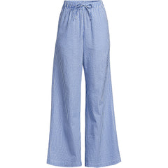 Women's Seersucker High Rise Drawstring Wide Leg Pants