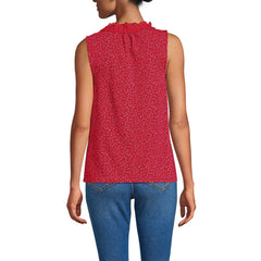 Women's Lightweight Jersey Button Front Lace Trim Tank