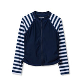 Girls Chlorine Resistant Long Sleeve Zip Front Rash Guard
