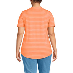 Women's Plus Size Short Sleeve Power Performance Scoop Neck Curved Hem Tunic Tee