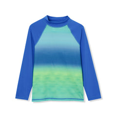 Boys Husky Chlorine Resistant Long Sleeve Mock Neck UPF 50 Rash Guard