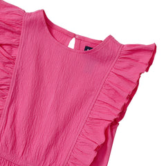 Girls Sleeveless Ruffle Knit Romper