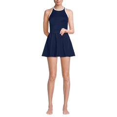 Women's DDD-Cup Tugless High Neck Swim Dress Swimsuit