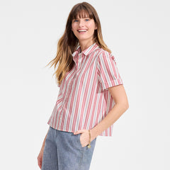 Women's Petite Poplin Button Front Shirt