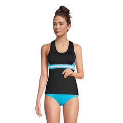 Women's Chlorine Resistant Zip Front Tankini Swimsuit Top