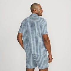 Men's Short Sleeve Textured Jacquard Camp Collar Shirt - Set Top