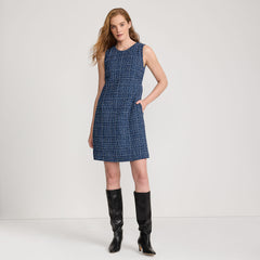 Women's Washable Tweed Sleeveless Above the Knee Dress