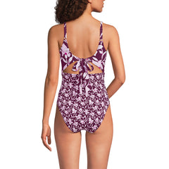 Women's Petite Wrap Monokini High Leg One Piece Swimsuit