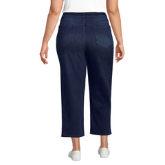 Women's Plus Size Starfish High Rise Knit Denim Straight Crop Jeans