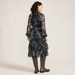 Women's Crinkle Chiffon Ruffle Dress