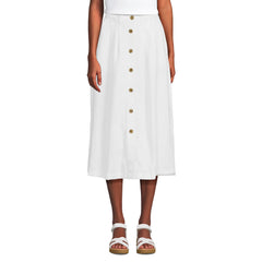 Women's Button Front Linen Midi Skirt