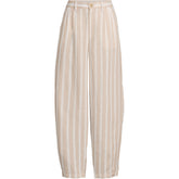 Women's Petite Linen High Rise Pleated Barrel Leg Ankle Pants