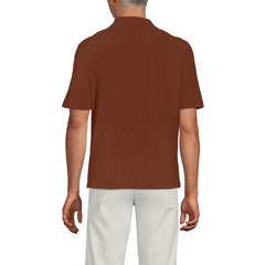 Men's Short Sleeve Cotton Linen Button Through Camp Collar Shirt