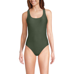 Women's Long Tugless Ribbed X-Back One Piece Swimsuit