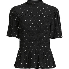 Women's Plus Size Bubble Sleeve Silky Knit Smocked Mock Neck Top