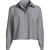 Women's Poplin Ruffle Button Front Cropped Shirt