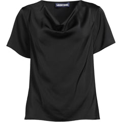 Women's Plus Charmeuse Short Sleeve Cowl Neck Top