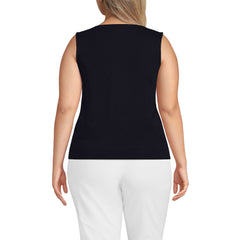 Women's Plus Size Mariner Button Shoulder Tank