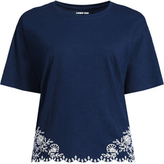 Women's Plus Size Short Sleeve Slub Jersey Eyelet T-Shirt
