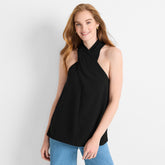 Women's Creaseless Twist Front Halter Top