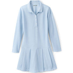 Girls Long Sleeve Mesh Pleated Polo Dress
