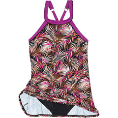 Women's Chlorine Resistant High Neck Swim Dress One Piece Swimsuit