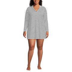 Women's Plus Size SunShade UPF 50 Hooded Mini Swim Swim Cover-Up Dress