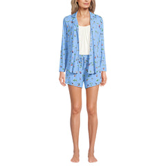 Women's Cooling 3 Piece Pajama Set - Long Sleeve Top Cami and Shorts