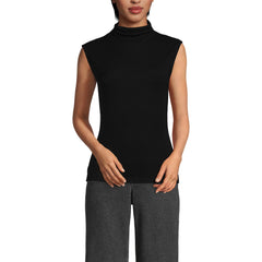 Women's Cap Sleeve Drapey Rib Fitted Funnel Neck Tank
