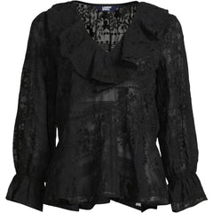 Women's Plus Size Feminine Ruffle Chiffon V Neck Blouse